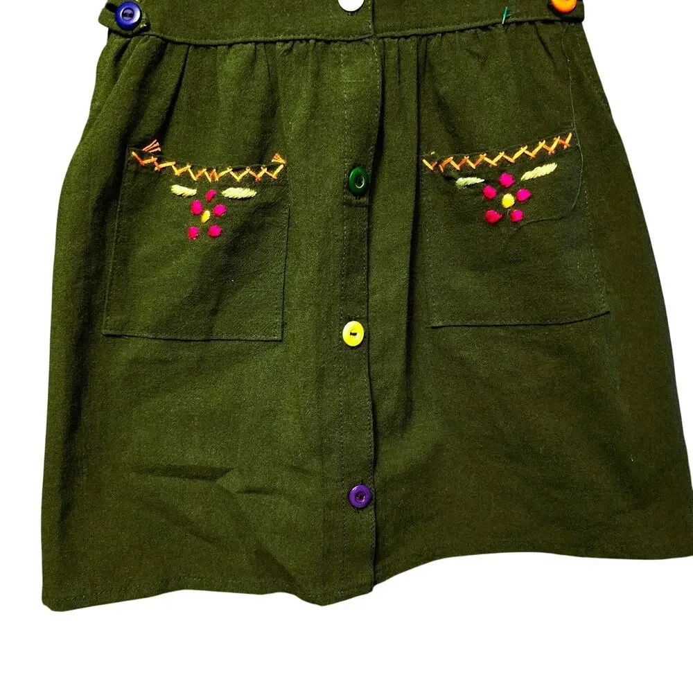 Mexico embroidered green dress size girls 8